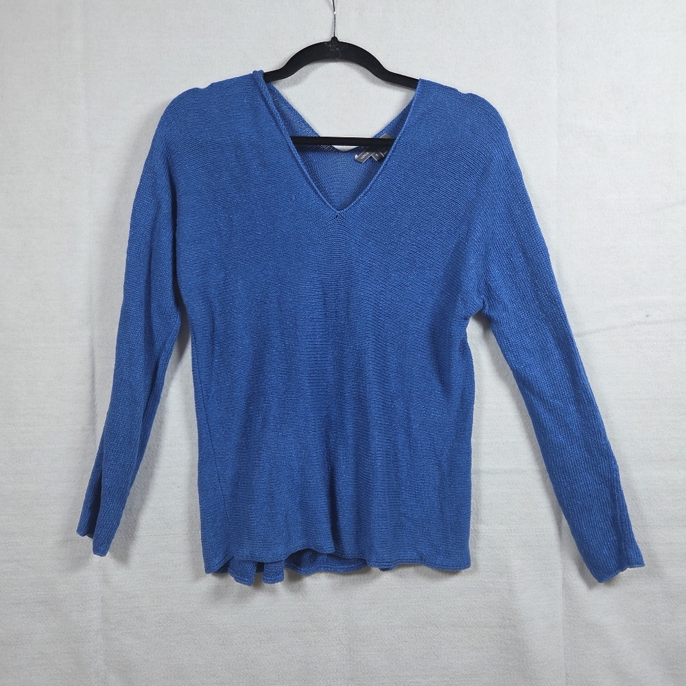 Vince Double V 100% Linen Sweater Blue S